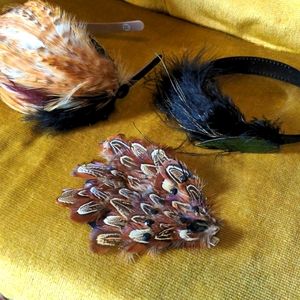 3 Vintage Feather Hair Accessories